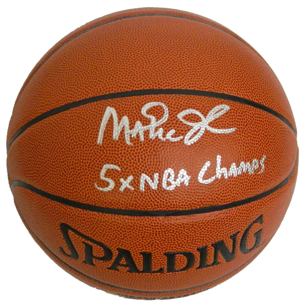 Magic Johnson Signed Spalding Indoor/Outdoor Basketball w/5x NBA Champs - JOHBSK204 - Magic Johnson Signed Spalding Indoor/Outdoor Basketball w/5x NBA Champs product image