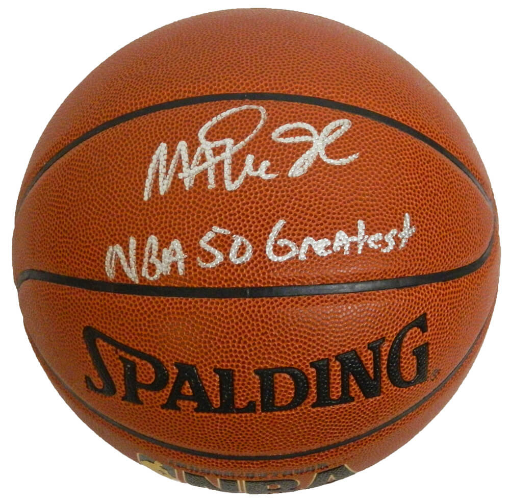 Magic Johnson Signed Spalding Indoor/Outdoor Basketball w/NBA 50 Greatest - JOHBSK208 - Magic Johnson Signed Spalding Indoor/Outdoor Basketball w/NBA 50 Greatest product image