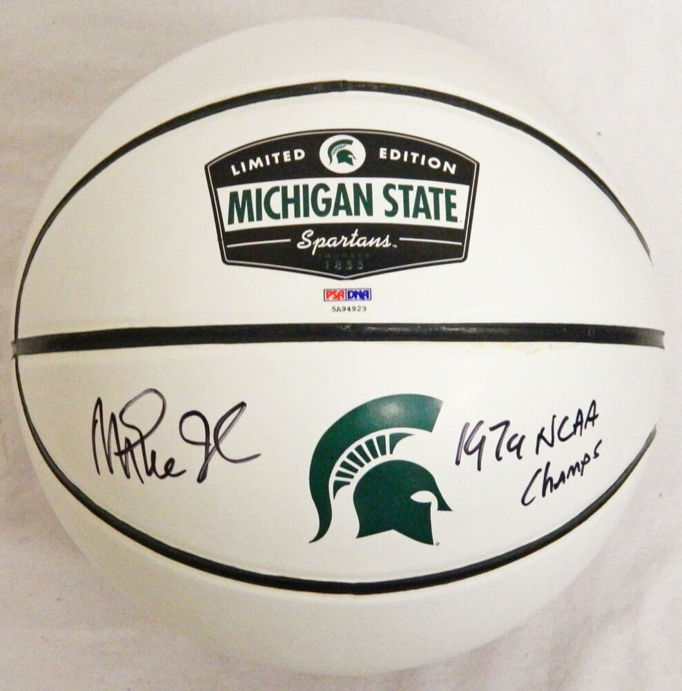 Magic Johnson Signed Rawlings Michigan State Logo Basketball w/79 Champs - JOHBSK211 - Magic Johnson Signed Rawlings Michigan State Logo Basketball w/79 Champs product image