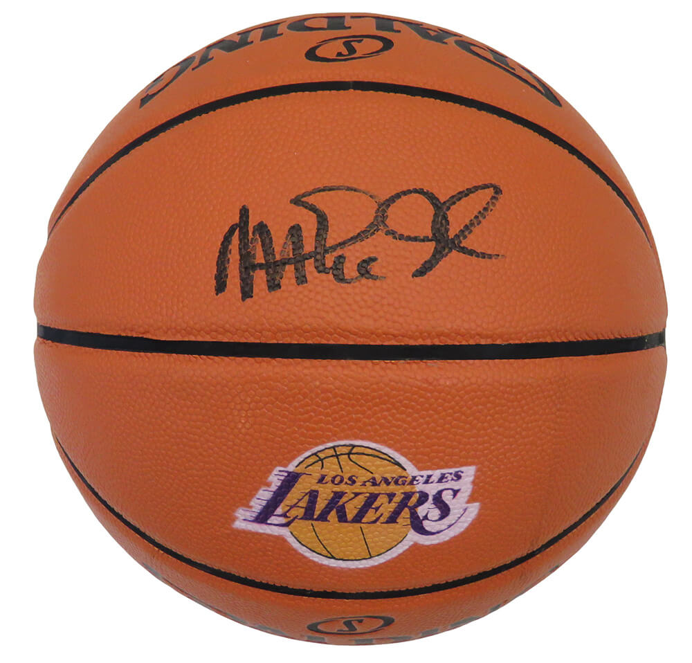 Magic Johnson Signed Spalding Lakers Logo Game Series Replica NBA Basketball - JOHBSK221 - Magic Johnson Signed Spalding Lakers Logo Game Series Replica NBA Basketball product image