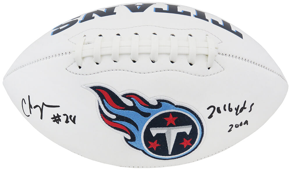 Chris Johnson Signed Tennessee Titans White Logo Football w/2006 Yds 2009 - JOHFTB315 - Chris Johnson Signed Tennessee Titans White Logo Football w/2006 Yds 2009 product image