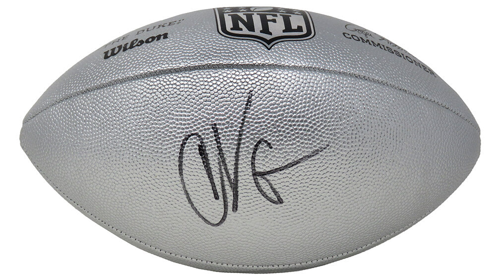 Chad Johnson Signed Wilson Duke Silver Metallic NFL Full Size Replica Football - JOHFTB331 - Chad Johnson Signed Wilson Duke Silver Metallic NFL Full Size Replica Football product image