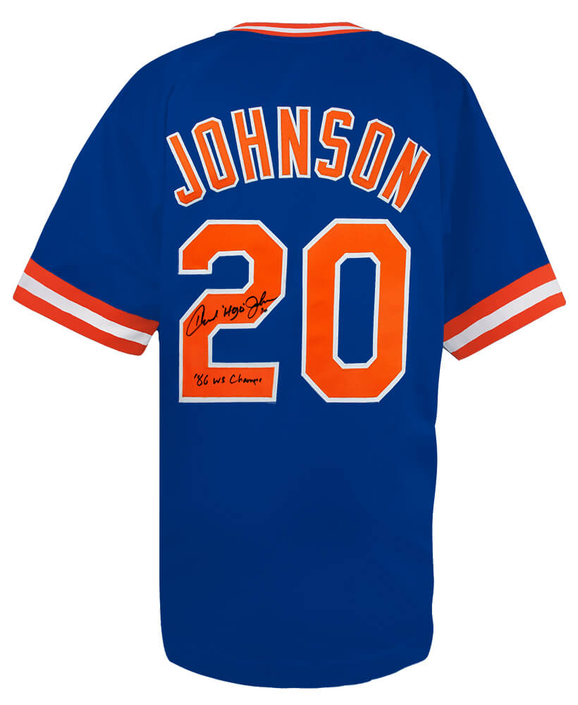 Howard Johnson Signed Blue Custom Baseball Jersey w/86 WS Champs - JOHJRY101 - Howard Johnson Signed Blue Custom Baseball Jersey w/86 WS Champs product image