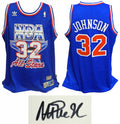 Magic Johnson Signed Western Conference 1992 All Star Game Official Adidas Blue Swingman Jersey - JOHJRY216 - Magic Johnson Signed Western Conference 1992 All Star Game Official Adidas Blue Swingman Jersey product image
