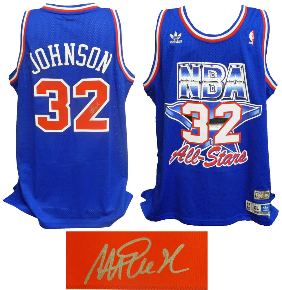 Magic Johnson Signed 1992 All Star Game Official Adidas Blue Throwback Swingman Jersey - JOHJRY217 - Magic Johnson Signed 1992 All Star Game Official Adidas Blue Throwback Swingman Jersey product image