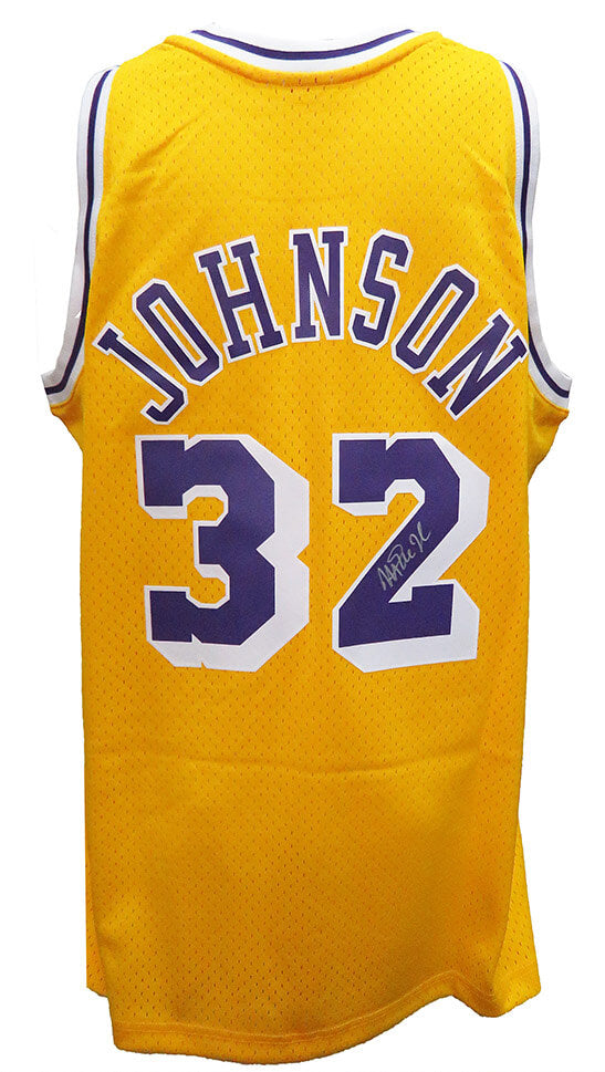 Magic Johnson Signed Los Angeles Lakers Gold Mitchell & Ness NBA Swingman Basketball Jersey - JOHJRY218 - Magic Johnson Signed Los Angeles Lakers Gold Mitchell & Ness NBA Swingman Basketball Jersey product image