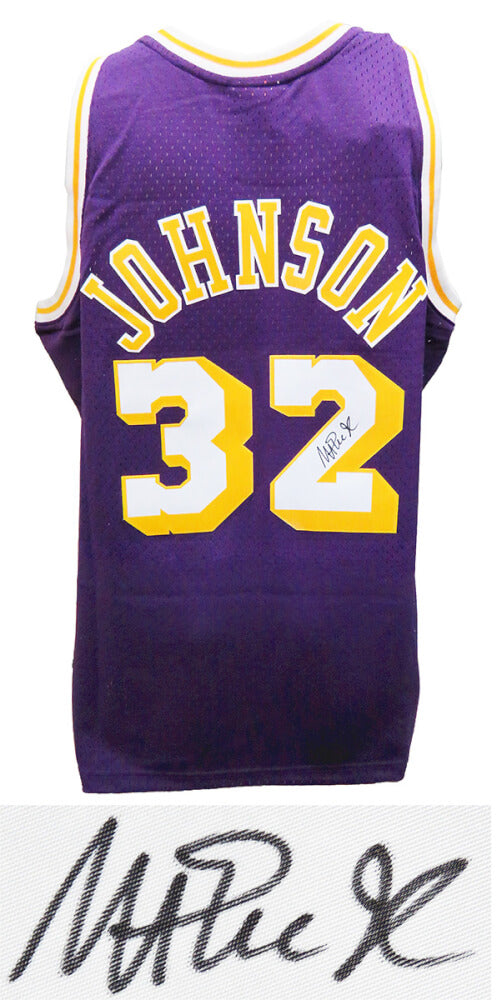 Magic Johnson Signed Los Angeles Lakers Purple Mitchell & Ness NBA Swingman Basketball Jersey - JOHJRY219 - Magic Johnson Signed Los Angeles Lakers Purple Mitchell & Ness NBA Swingman Basketball Jersey product image