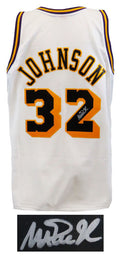 Magic Johnson Signed Los Angeles Lakers White With Black Numbers M&N NBA Swingman Basketball Jersey - JOHJRY221 - Magic Johnson Signed Los Angeles Lakers White With Black Numbers M&N NBA Swingman Basketball Jersey product image