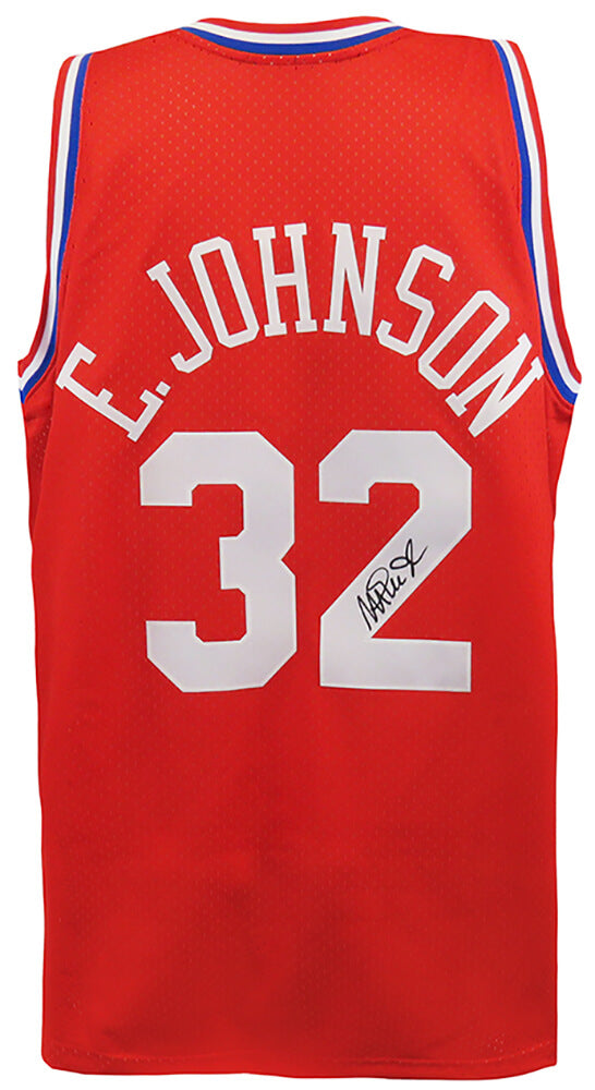 Magic Johnson Signed 1991 All Star Game M&N Red Throwback Swingman Jersey - JOHJRY222 - Magic Johnson Signed 1991 All Star Game M&N Red Throwback Swingman Jersey product image