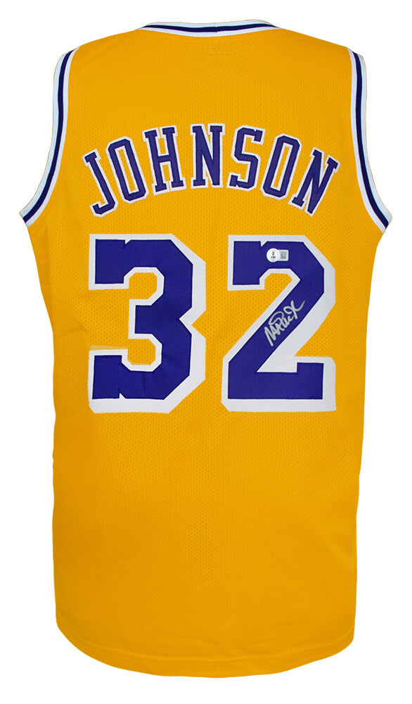 Magic Johnson Gold T/B Custom Basketball Jersey - (Beckett COA) - JOHJRY223 - Magic Johnson Gold T/B Custom Basketball Jersey - (Beckett COA) product image