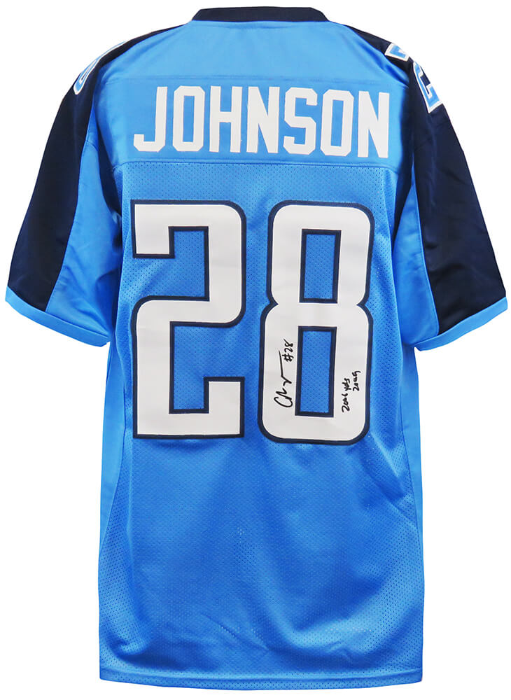 Chris Johnson Signed Blue Custom Football Jersey w/2006 Yds 2009 - JOHJRY302 - Chris Johnson Signed Blue Custom Football Jersey w/2006 Yds 2009 product image
