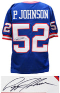 Pepper Johnson Signed Blue Throwback Custom Football Jersey - JOHJRY310 - Pepper Johnson Signed Blue Throwback Custom Football Jersey product image