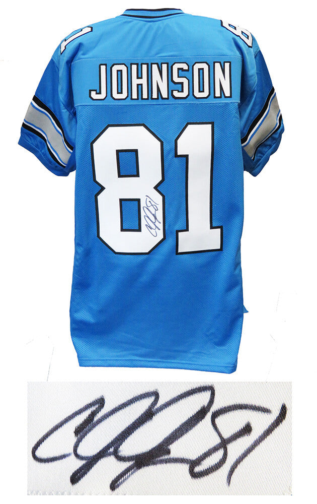 Calvin Johnson Signed Blue Custom Football Jersey - JOHJRY330 - Calvin Johnson Signed Blue Custom Football Jersey product image
