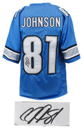 Calvin Johnson Signed Blue Custom Football Jersey (JSA COA) - JOHJRY331 - Calvin Johnson Signed Blue Custom Football Jersey (JSA COA) product image