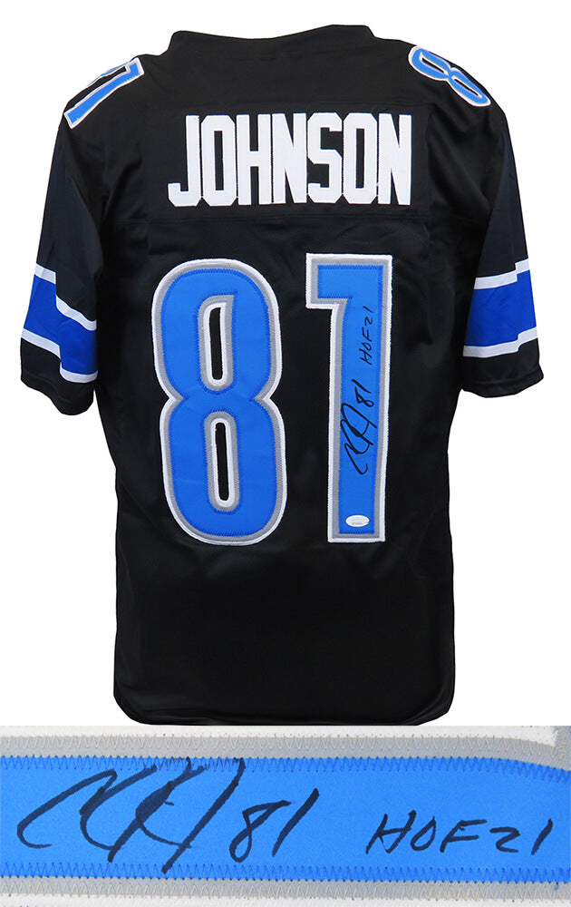 Calvin Johnson Signed Black Color Rush Custom Football Jersey w/HOF'21 - (JSA) - JOHJRY332 - Calvin Johnson Signed Black Color Rush Custom Football Jersey w/HOF'21 - (JSA) product image