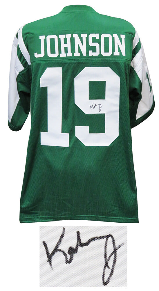 Keyshawn Johnson Signed Green Custom Football Jersey - JOHJRY340 - Keyshawn Johnson Signed Green Custom Football Jersey product image