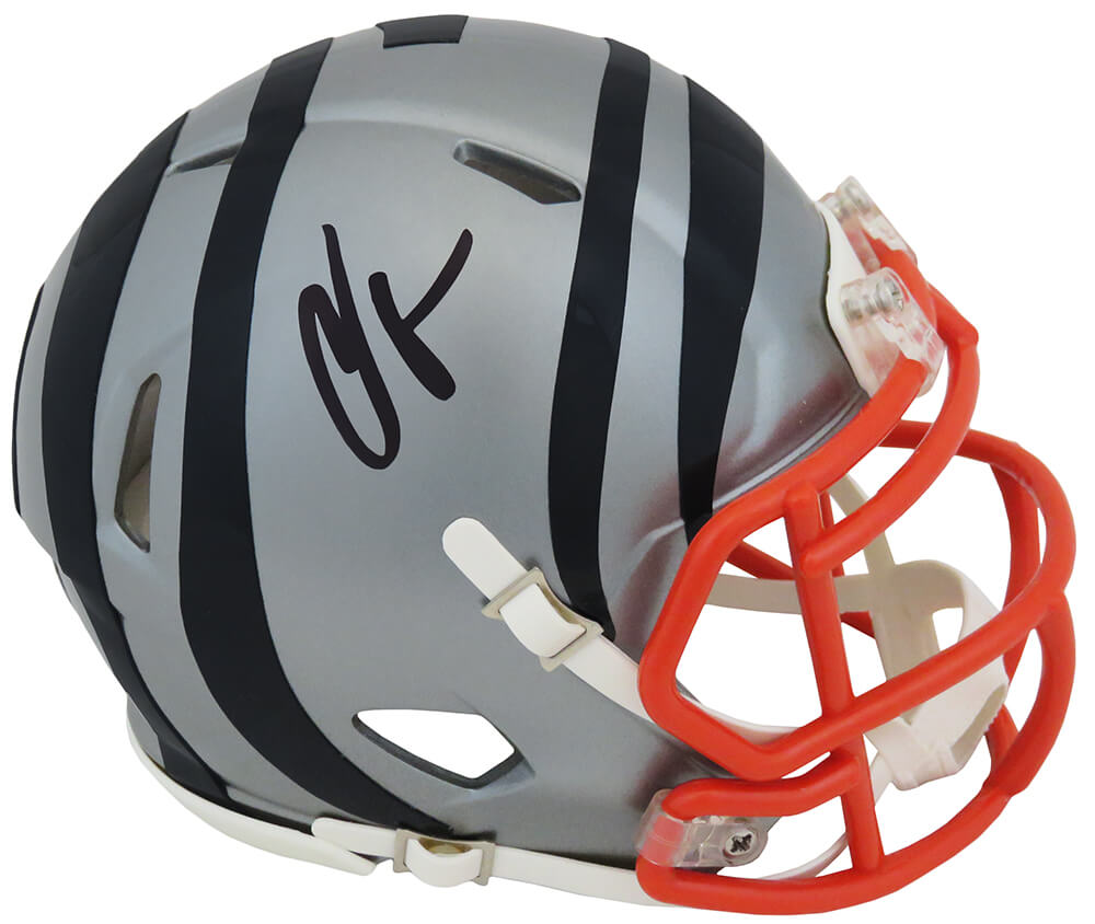 Chad Johnson Signed Cincinnati Bengals FLASH Riddell Speed Mini Helmet - JOHMIN325 - Chad Johnson Signed Cincinnati Bengals FLASH Riddell Speed Mini Helmet product image