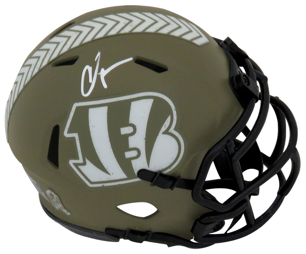 Chad Johnson Signed Cincinnati Bengals Salute to Service Riddell Speed Mini Helmet - JOHMIN327 - Chad Johnson Signed Cincinnati Bengals Salute to Service Riddell Speed Mini Helmet product image