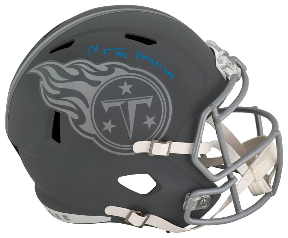 Chris Johnson Signed Tennessee Titans SLATE Riddell Full Size Speed Replica Helmet w/2006 YDs 2009 - JOHREP306 - Chris Johnson Signed Tennessee Titans SLATE Riddell Full Size Speed Replica Helmet w/2006 YDs 2009 product image