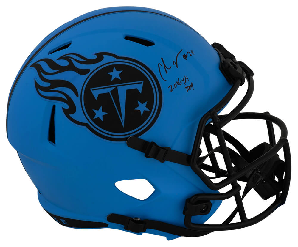 Chris Johnson Signed Tennessee Titans RAVE Riddell Full Size Speed Replica Helmet w/2006 YDs 2009 - JOHREP307 - Chris Johnson Signed Tennessee Titans RAVE Riddell Full Size Speed Replica Helmet w/2006 YDs 2009 product image