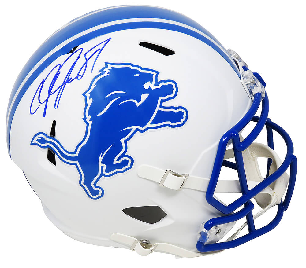 Calvin Johnson Signed Detroit Lions Flat White Matte Riddell Speed Full Size Replica Helmet - JOHREP321 - Calvin Johnson Signed Detroit Lions Flat White Matte Riddell Speed Full Size Replica Helmet product image