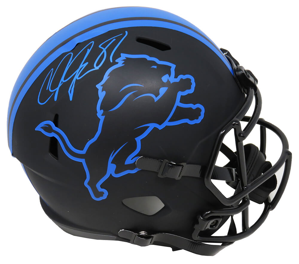 Calvin Johnson Signed Detroit Lions Eclipse Black Matte Riddell Speed Full Size Replica Helmet - JOHREP322 - Calvin Johnson Signed Detroit Lions Eclipse Black Matte Riddell Speed Full Size Replica Helmet product image