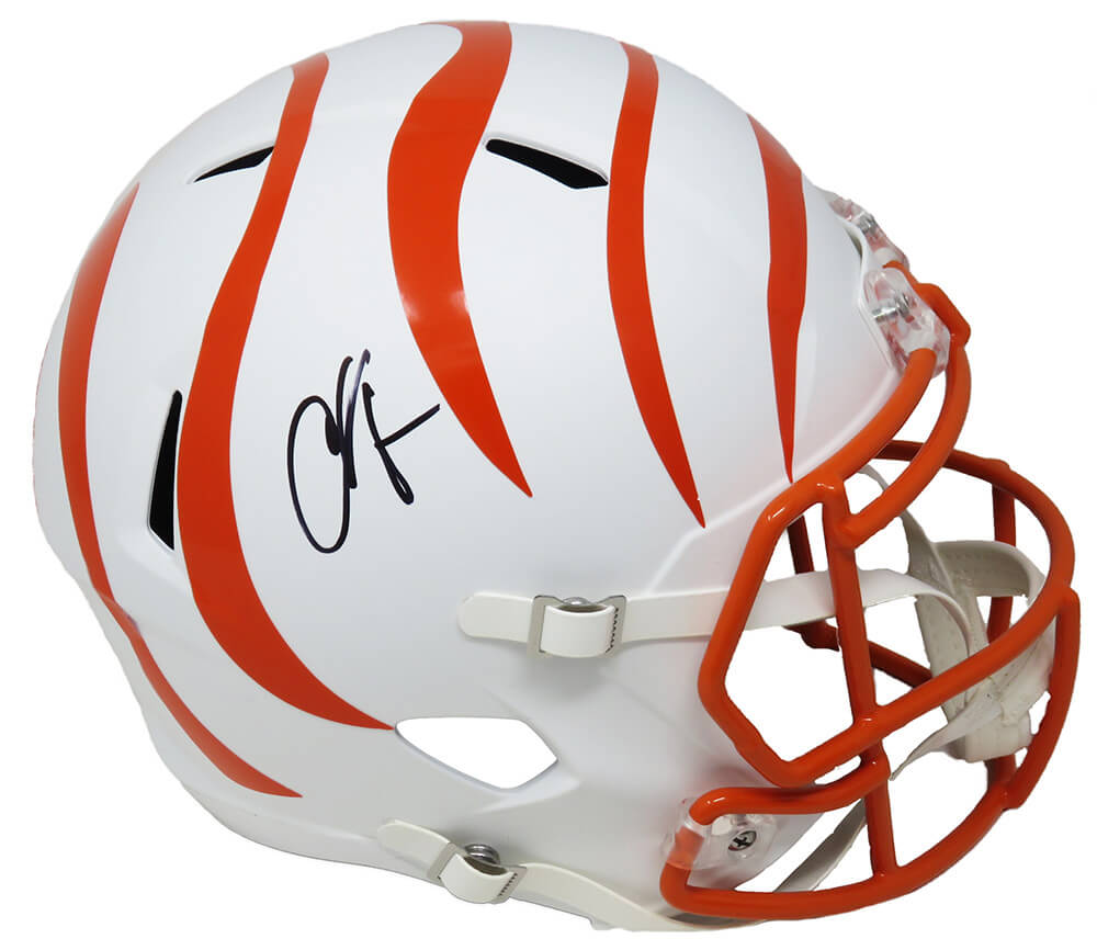 Chad Johnson Signed Cincinnati Bengals Flat White Matte Riddell Full Size Speed Replica Helmet - JOHREP342 - Chad Johnson Signed Cincinnati Bengals Flat White Matte Riddell Full Size Speed Replica Helmet product image