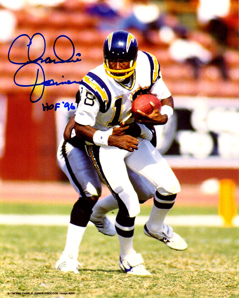 Charlie Joiner Signed Chargers Running With Football 8x10 Photo w/HOF'96 - JOI08P303 - Charlie Joiner Signed Chargers Running With Football 8x10 Photo w/HOF'96 product image