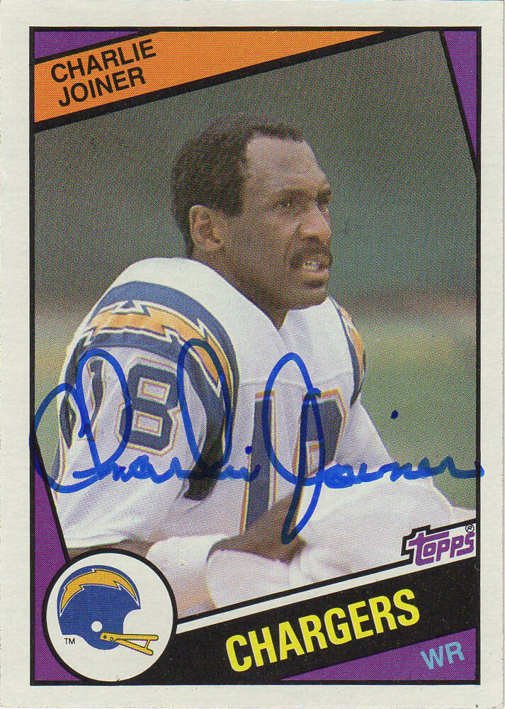 Charlie Joiner Signed San Diego Chargers 1984 Topps Football Trading Card #181 - JOICAR302 - Charlie Joiner Signed San Diego Chargers 1984 Topps Football Trading Card #181 product image