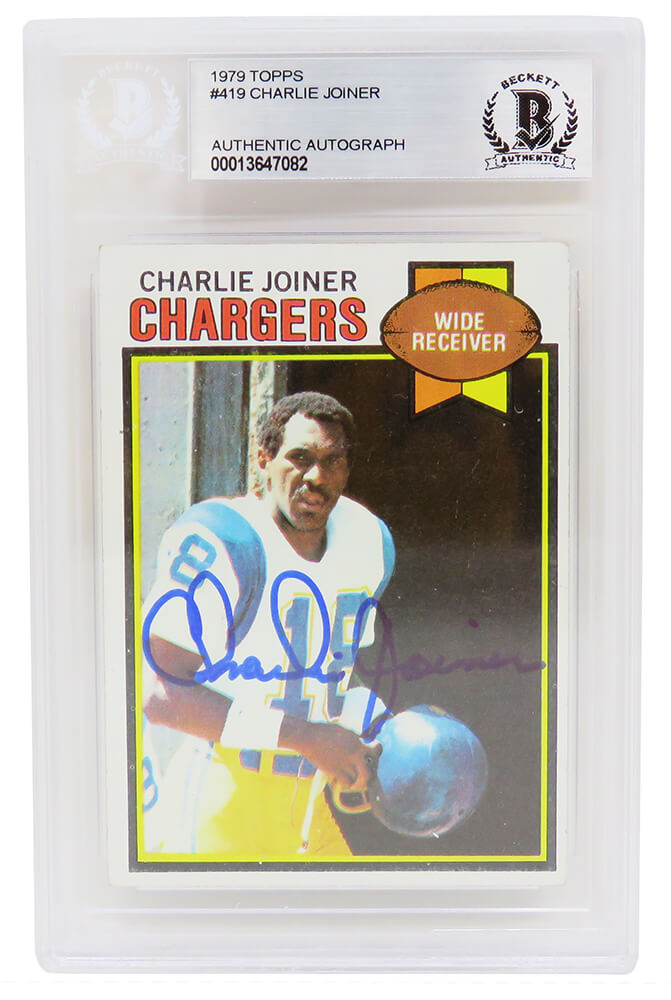 Charlie Joiner Signed San Diego Chargers 1979 Topps Football Trading Card #419 - (Beckett Encapsulated) - JOICAR303 - Charlie Joiner Signed San Diego Chargers 1979 Topps Football Trading Card #419 - (Beckett Encapsulated) product image