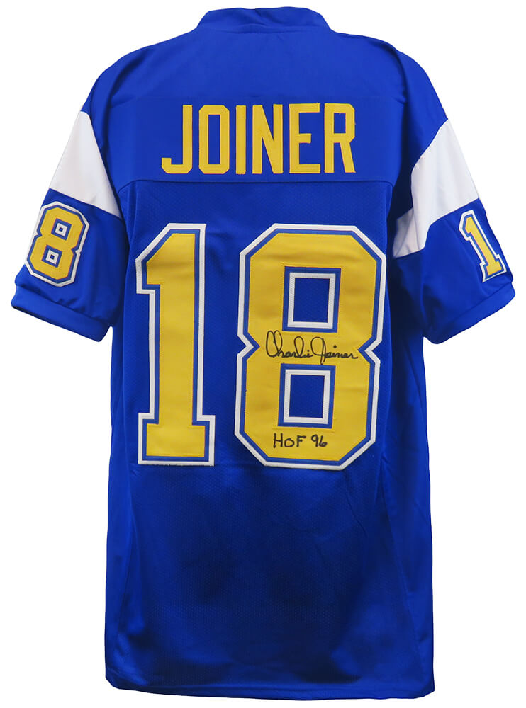 Charlie Joiner Signed Dark Navy Blue T/B Custom Football Jersey w/HOF'96 - JOIJRY308 - Charlie Joiner Signed Dark Navy Blue T/B Custom Football Jersey w/HOF'96 product image