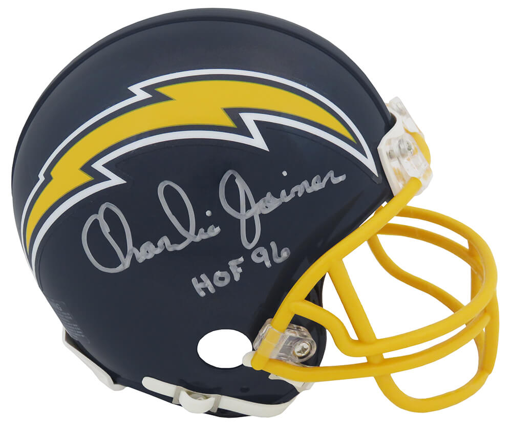 Charlie Joiner Signed Los Angeles Chargers Throwback Navy Riddell Mini Helmet w/HOF'96 - JOIMIN302 - Charlie Joiner Signed Los Angeles Chargers Throwback Navy Riddell Mini Helmet w/HOF'96 product image