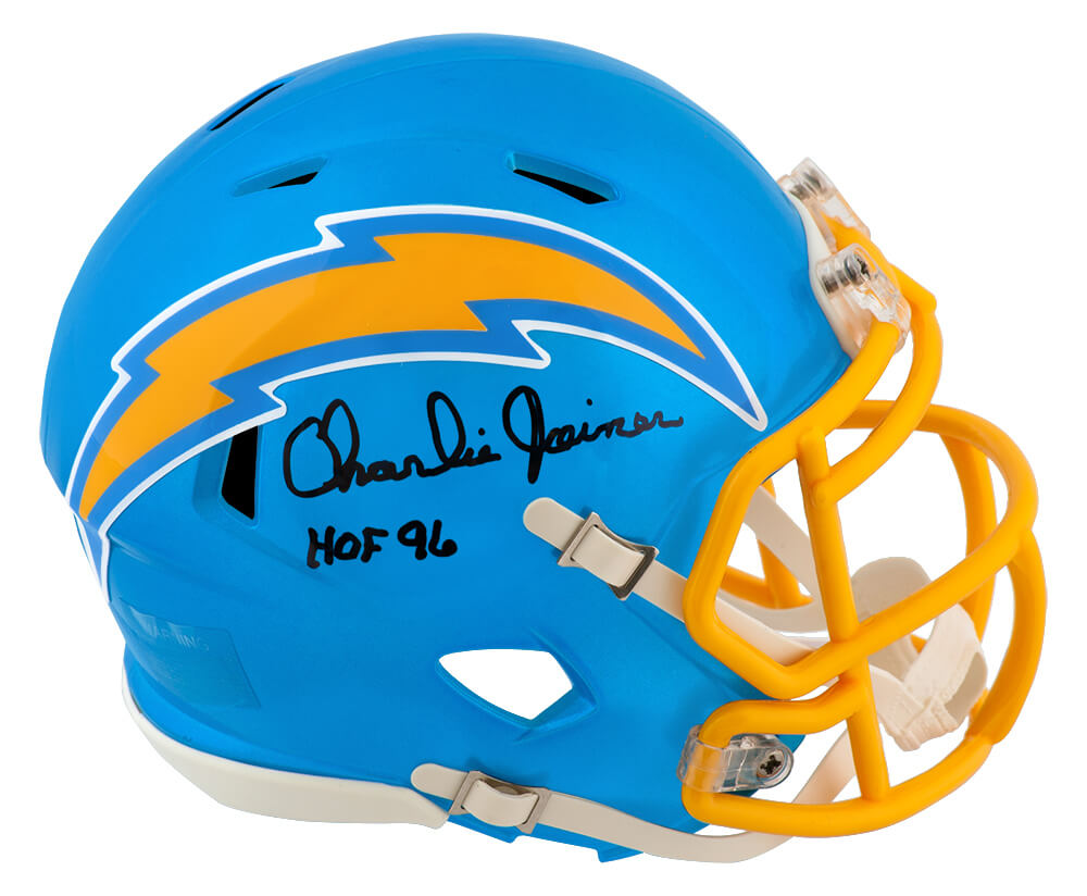 Charlie Joiner Signed Chargers FLASH Riddell Speed Mini Helmet w/HOF'96 - JOIMIN306 - Charlie Joiner Signed Chargers FLASH Riddell Speed Mini Helmet w/HOF'96 product image