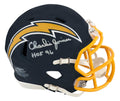Charlie Joiner Signed Chargers Navy Throwback Riddell Speed Mini Helmet w/HOF'96 - JOIMIN307 - Charlie Joiner Signed Chargers Navy Throwback Riddell Speed Mini Helmet w/HOF'96 product image