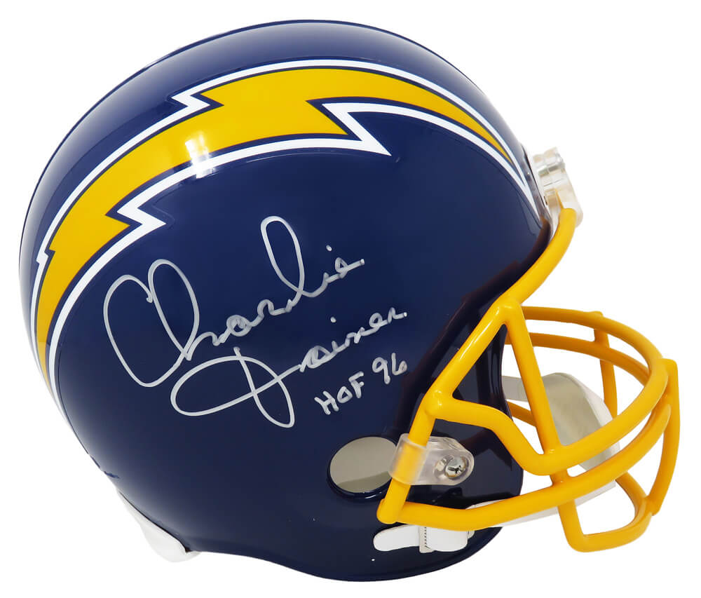 Charlie Joiner Signed Los Angeles Chargers Navy Throwback Riddell Full Size Replica Helmet w/HOF'96 - JOIREP300 - Charlie Joiner Signed Los Angeles Chargers Navy Throwback Riddell Full Size Replica Helmet w/HOF'96 product image