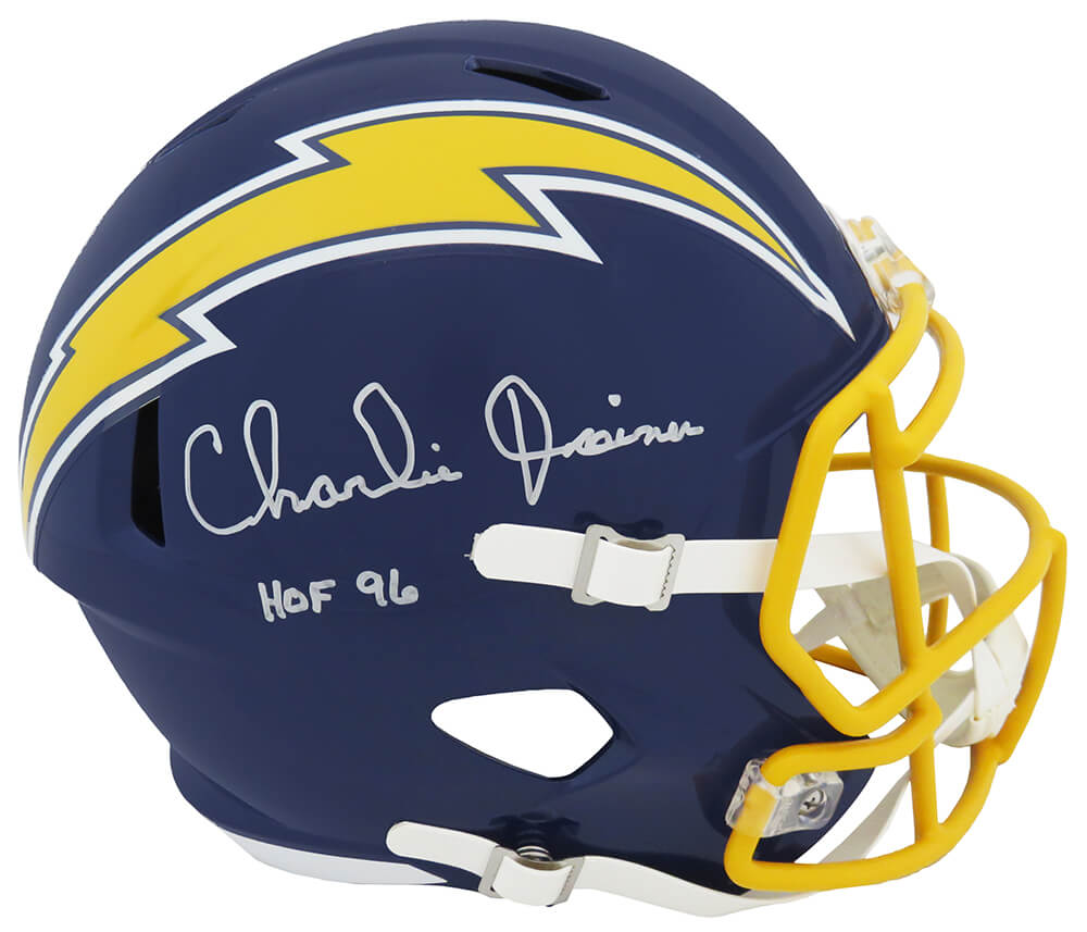 Charlie Joiner Signed Chargers Navy Throwback Riddell Full Size Speed Replica Helmet w/HOF'96 - JOIREP304 - Charlie Joiner Signed Chargers Navy Throwback Riddell Full Size Speed Replica Helmet w/HOF'96 product image