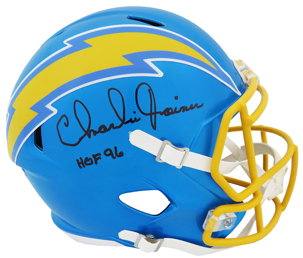 Charlie Joiner Signed Chargers FLASH Riddell Full Size Speed Replica Helmet w/HOF'96 - JOIREP305 - Charlie Joiner Signed Chargers FLASH Riddell Full Size Speed Replica Helmet w/HOF'96 product image