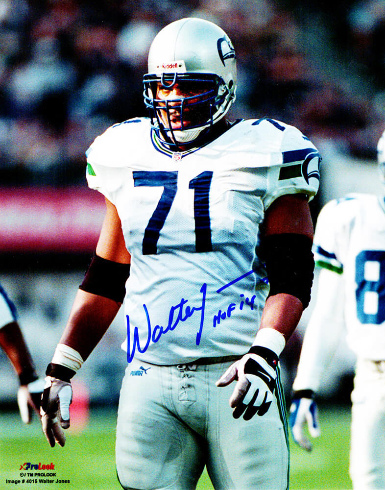 Walter Jones Signed Seattle Seahawks White Jersey Action 8x10 Photo w/HOF'14 - JON08P320 - Walter Jones Signed Seattle Seahawks White Jersey Action 8x10 Photo w/HOF'14 product image