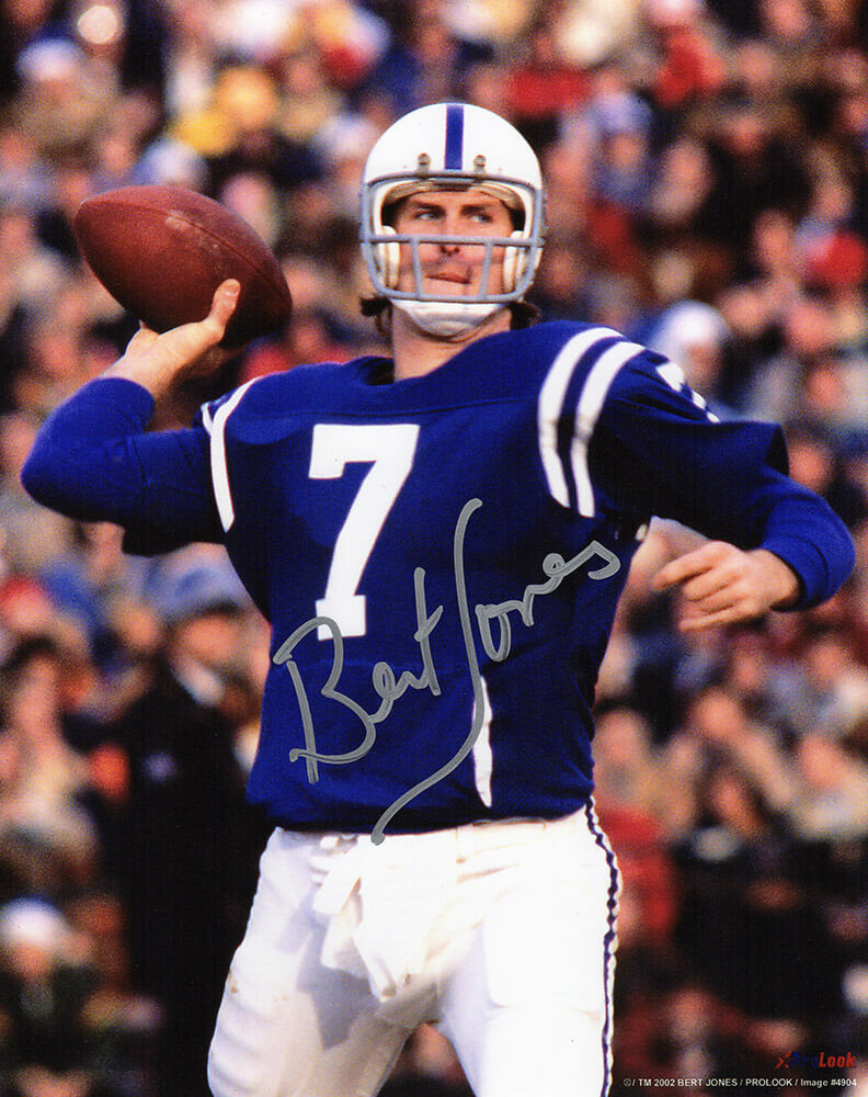 Bert Jones Signed Colts Blue Jersey Passing Action 8×10 Photo - JON08P341 - Bert Jones Signed Colts Blue Jersey Passing Action 8×10 Photo product image