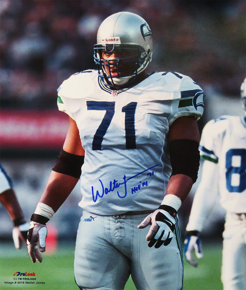 Walter Jones Signed Seattle Seahawks White Jersey Action 16x20 Photo w/HOF'14 - JON16P300 - Walter Jones Signed Seattle Seahawks White Jersey Action 16x20 Photo w/HOF'14 product image