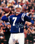 Bert Jones Signed Colts Blue Jersey Passing Action 16×20 Photo w/76 MVP - JON16P311 - Bert Jones Signed Colts Blue Jersey Passing Action 16×20 Photo w/76 MVP product image