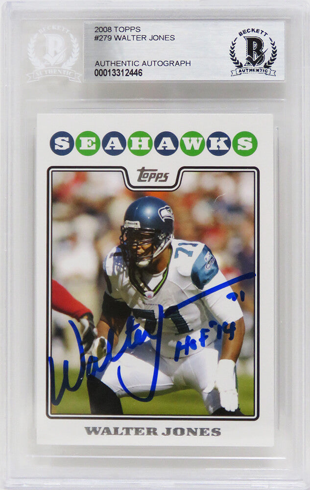 Walter Jones Signed Seattle Seahawks 2008 Topps Football Rookie Card #279 w/HOF'14 - (Beckett Encapsulated) - JONCAR310 - Walter Jones Signed Seattle Seahawks 2008 Topps Football Rookie Card #279 w/HOF'14 - (Beckett Encapsulated) product image