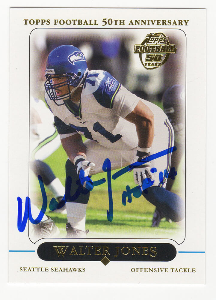 Walter Jones Signed Seattle Seahawks 2005 Topps Football Card #46 w/HOF 14 - JONCAR313 - Walter Jones Signed Seattle Seahawks 2005 Topps Football Card #46 w/HOF 14 product image
