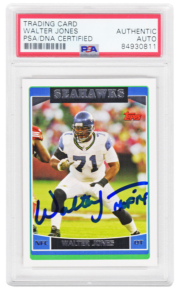 Walter Jones Signed Seattle Seahawks 2006 Topps Football Card #15 w/HOF 14 - (PSA Encapsulated) - JONCAR323 - Walter Jones Signed Seattle Seahawks 2006 Topps Football Card #15 w/HOF 14 - (PSA Encapsulated) product image