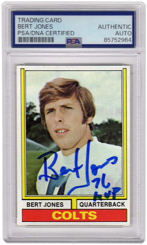 Bert Jones Signed 1974 Topps Rookie Football Card #524 w/76 MVP - (PSA/DNA Encapsulated) - JONCAR341 - Bert Jones Signed 1974 Topps Rookie Football Card #524 w/76 MVP - (PSA/DNA Encapsulated) product image