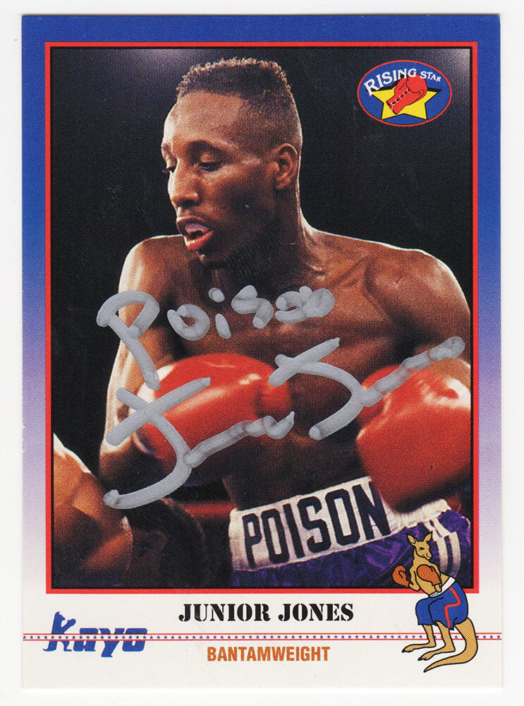 Junior Jones Signed 1991 Kayo Boxing Trading Card #231 w/Poison - JONCAR511 - Junior Jones Signed 1991 Kayo Boxing Trading Card #231 w/Poison product image