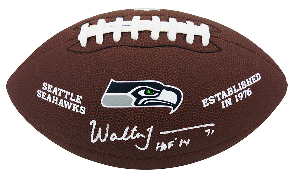 Walter Jones Signed Wilson Seattle Seahawsk Brown Logo Football w/HOF'14 - JONFTB303 - Walter Jones Signed Wilson Seattle Seahawsk Brown Logo Football w/HOF'14 product image