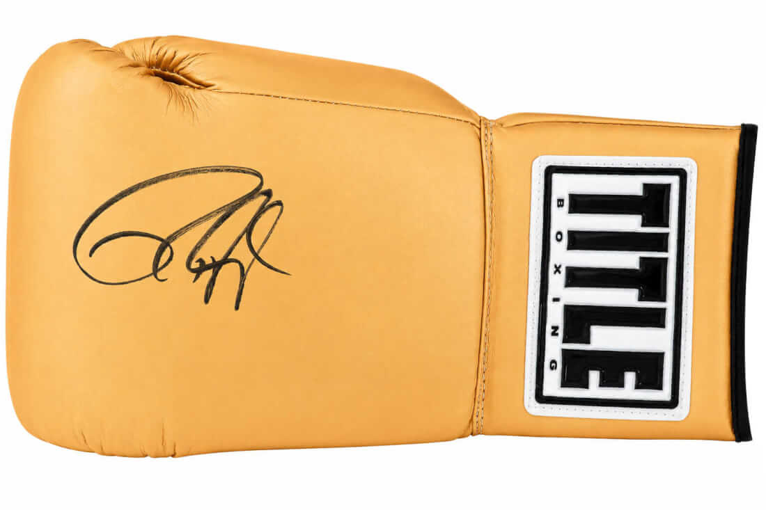 Roy Jones Jr. Signed Title Gold Full Size Boxing Glove - JONGLV518 - Roy Jones Jr. Signed Title Gold Full Size Boxing Glove product image