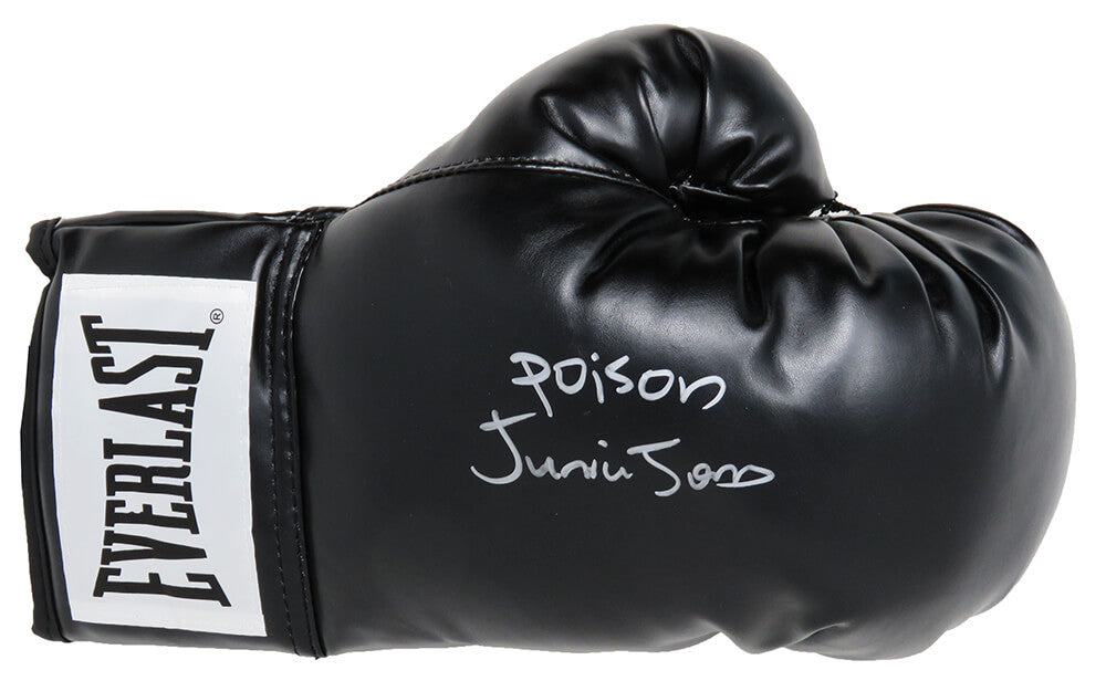 Junior Jones Signed Everlast Black Boxing Glove w/Poison - JONGLV533 - Junior Jones Signed Everlast Black Boxing Glove w/Poison product image