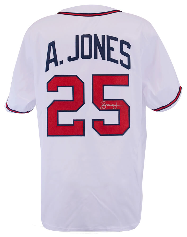 Andruw Jones Signed White Custom Baseball Jersey - JONJRY100 - Andruw Jones Signed White Custom Baseball Jersey product image